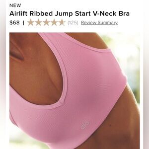 NWT Alo Yoga Airlift Ribbed Jump Start V neck bra sweet pink